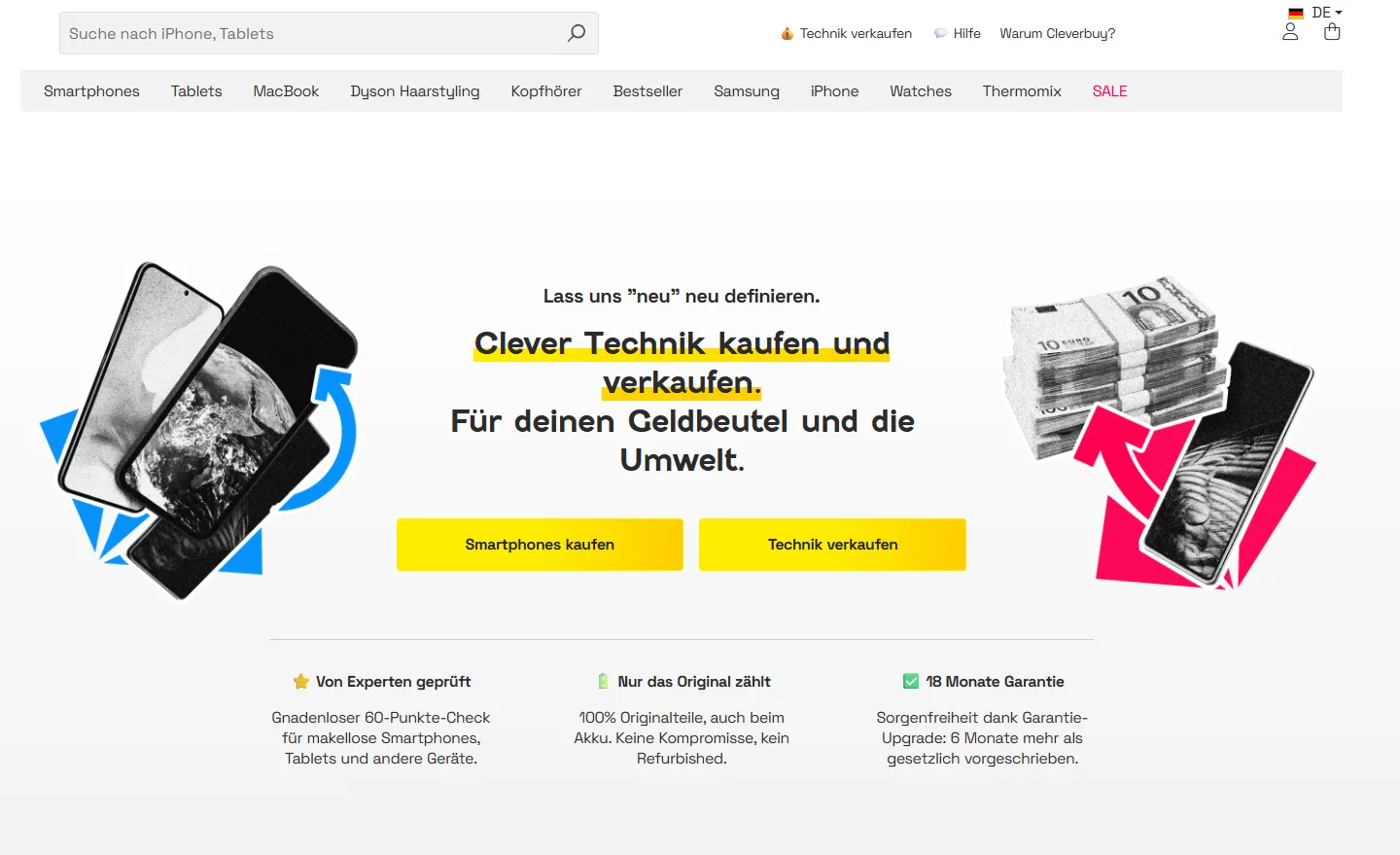 Letzte Startseite von Cleverbuy vor Schließung